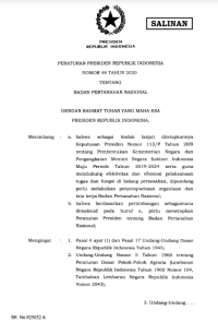 Image of Peraturan Presiden Republik Indonesia No. 48 Tahun 2020 Tentang Badan Pertahanan Nasional